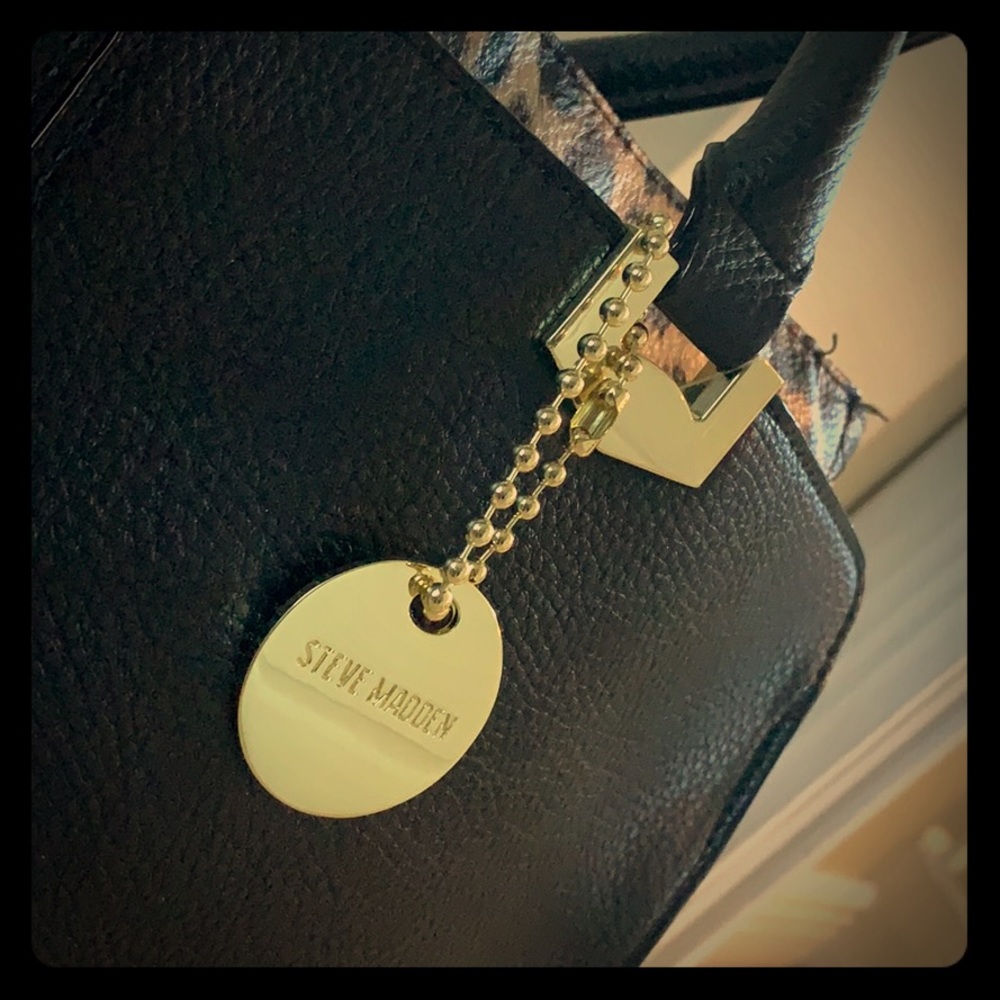 Steve Madden Black/Leopard Tote